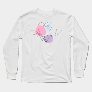 Heart Shaped Hand Draw One Continuous Line Long Sleeve T-Shirt